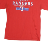 MAJESTIC Mens Red Texas Rangers Graphic T-Shirt L Short Sleeve Crew Neck Cotton