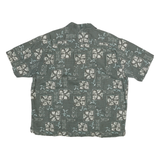 EDDIE BAUER Mens Green Patterned Cotton Blend Shirt XL Casual Short Sleeve