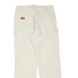 DICKIES Womens Cotton Blend Cream Regular Fit Straight Leg Trousers W34 L30