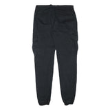 URBAN CLASSIC Mens Cotton Blend Black Slim Cargo Trousers W29 L30 Zip Pockets