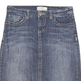 MAURICES Womens Blue Denim Mini Skirt Cotton Blend XL Casual Knee Length Zip
