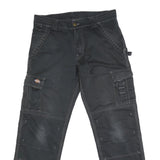DICKIES Mens Black Regular Fit Cargo Trousers W32 L29 Workwear Zip Closure