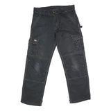 DICKIES Mens Black Regular Fit Cargo Trousers W32 L29 Workwear Zip Closure