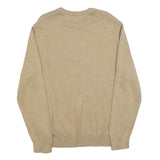 CHAPS Mens Beige & Grey Patterned Jumper Crew Neck Basic Knit L Cotton Blend