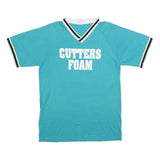 BOMARK Mens Blue & White Classic T-Shirt M Short Sleeve V-Neck Sports Style