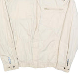 Mens White Cotton Blend Casual Zip Jacket M Plain Lightweight Comfort