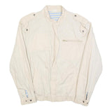 Mens White Cotton Blend Casual Zip Jacket M Plain Lightweight Comfort