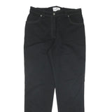 Womens Slim Black Cotton Trousers W30 L28 Zip Closure Plain Fit