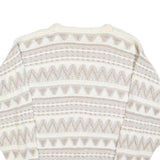 JANTZEN Mens Cream & Beige Patterned Cotton Blend Plain Crew Neck Basic Knit M