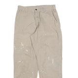 CARHARTT Mens Cotton Blend Beige Relaxed Straight Trousers W32 L30 Workwear