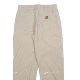 CARHARTT Mens Cotton Blend Beige Relaxed Straight Trousers W32 L30 Workwear