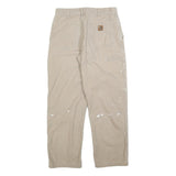CARHARTT Mens Cotton Blend Beige Relaxed Straight Trousers W32 L30 Workwear
