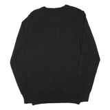FRANK BERRY Mens Black Plain Jumper Crew Neck Basic Knit M Cotton Blend