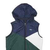 FILA Mens Blue Green & White Hooded Jacket XS Polyester Blend Colourblock Zip