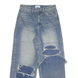 PULSE Womens Jeans Blue Relaxed Wide-Leg Denim Light W30 L28 Distressed