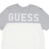 GUESS Mens Grey & White Logo Graphic T-Shirt XL Short Sleeve Crew Neck Casual