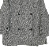 Womens Black & White Button Wool Blend Jacket UK 18 Classic Pattern Winter