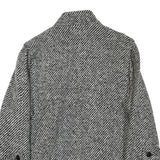 Womens Black & White Button Wool Blend Jacket UK 18 Classic Pattern Winter