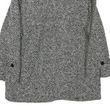 Womens Black & White Button Wool Blend Jacket UK 18 Classic Pattern Winter