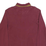 TIMBERLAND Mens Maroon Long Sleeve Plain Polo Shirt M Cotton Blend Casual