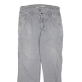 CARHARTT Mens Grey Regular Fit Straight Leg Cotton Blend Trousers W34 L32