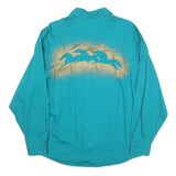 WRANGLER Womens Turquoise Shirt L Cotton Blend Long Sleeve Western Style
