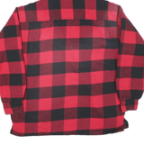 WORKER Mens Red & Black Check Hooded Zip Jacket L Polyester Blend Casual Outdoor