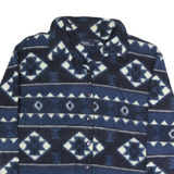 TRULY Mens Blue & White Geometric Button Jacket XL Polyester Casual