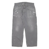 CARHARTT Mens Cotton Blend Grey Relaxed Straight Trousers W35 L29 Workwear