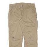 CARHARTT Mens Cotton Beige Regular Fit Straight Leg Trousers W36 L30 Workwear