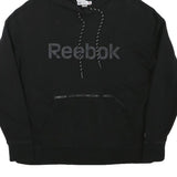 REEBOK Mens Black Hoodie S Cotton Blend Pullover S Zip Pocket