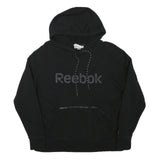 REEBOK Mens Black Hoodie S Cotton Blend Pullover S Zip Pocket