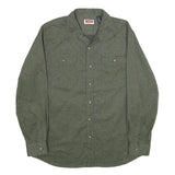 WRANGLER Mens Green L Cotton Blend Shirt Long Sleeve Button Two Pocket Casual