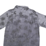 CAMPIA Mens Grey Rayon Tropical Palm Tree Print Shirt L Short Sleeve Casual