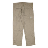 CARHARTT Mens Relaxed Beige Cargo Trousers W41 L32 Cotton Blend Zip Closure