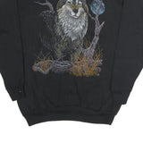 TULTEX Mens Black Wolf Graphic Crew Neck 2XL Cotton Sweatshirt Pullover