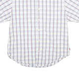 LEVI'S Mens White & Blue Checked Shirt L Cotton Short Sleeve Casual