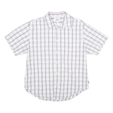 LEVI'S Mens White & Blue Checked Shirt L Cotton Short Sleeve Casual