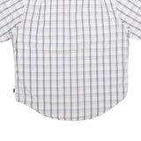 LEVI'S Mens White & Blue Checked Shirt L Cotton Short Sleeve Casual