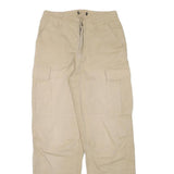 Womens Beige Cotton Blend Relaxed Cargo Trousers W27 L29 Casual Utility Zip