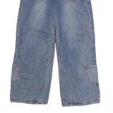 Womens Regular Fit Blue Denim Cotton Blend Wide-Leg Jeans W28 L30 Drawstring