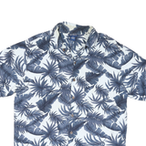 HIGHER SIERA Mens Blue & White Tropical Print Shirt M Cotton Blend Casual
