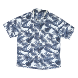 HIGHER SIERA Mens Blue & White Tropical Print Shirt M Cotton Blend Casual