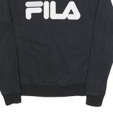FILA Mens Black Cotton Blend Crew Neck Sweatshirt S Branded Logo Pullover