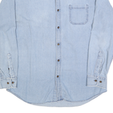 CROFT & BARROW Mens Blue Denim Shirt L Casual Button Down Pocket