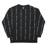 CHAMPION Boys Black Crew Neck XL Logo Print Cotton Blend Sweatshirt