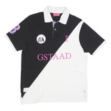 VICOMTE A Mens Black & White Gstaad Cotton Blend Short Sleeve Polo Shirt L
