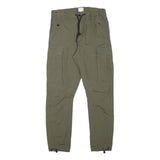 H&M Mens Cotton Blend Slim Cargo Trousers Green W29 L28 Drawstring Pockets