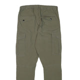 H&M Mens Cotton Blend Slim Cargo Trousers Green W29 L28 Drawstring Pockets