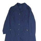 Womens Blue Plain Button Cotton Regular Jacket L Classic Button Closure